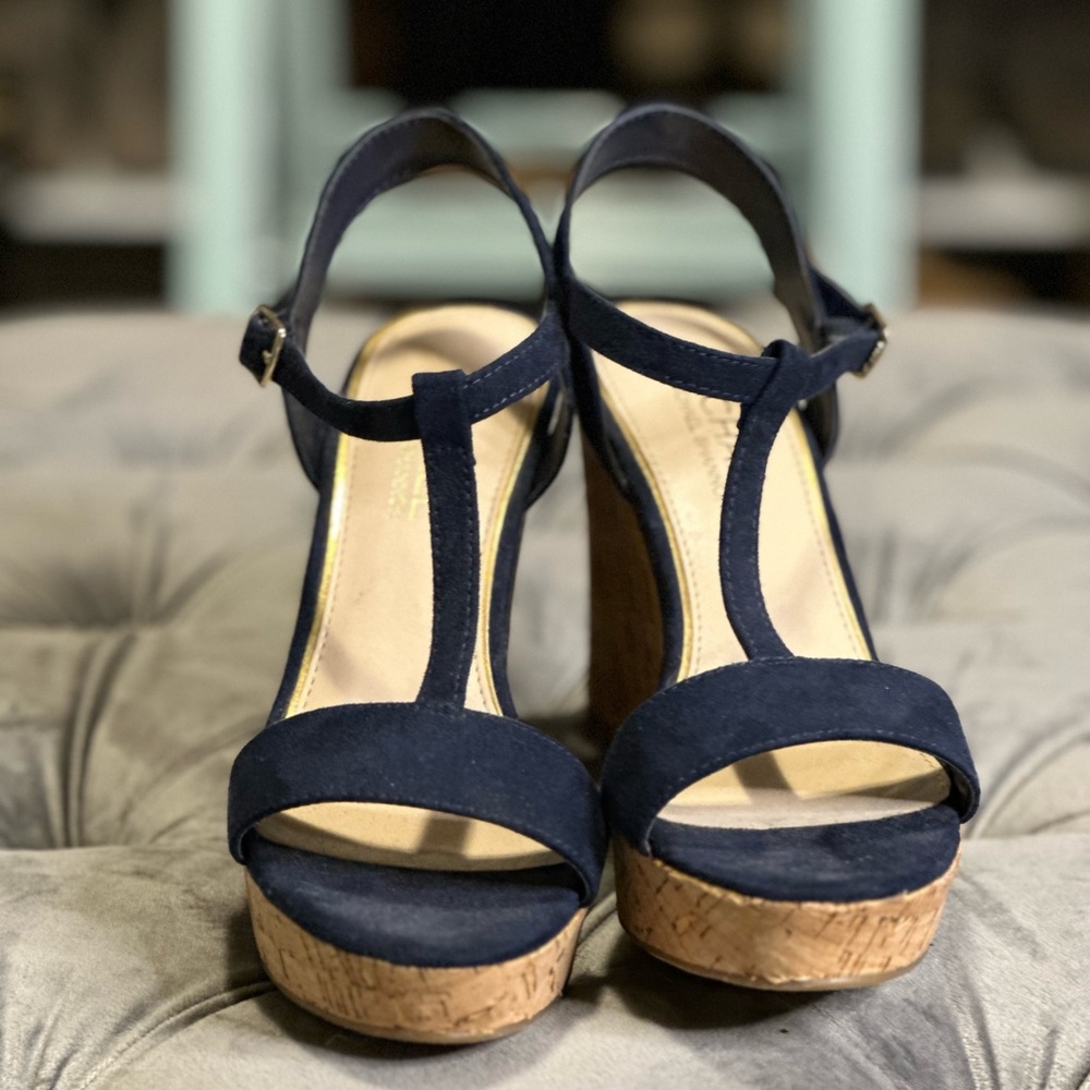 Navy wedges - worn once!